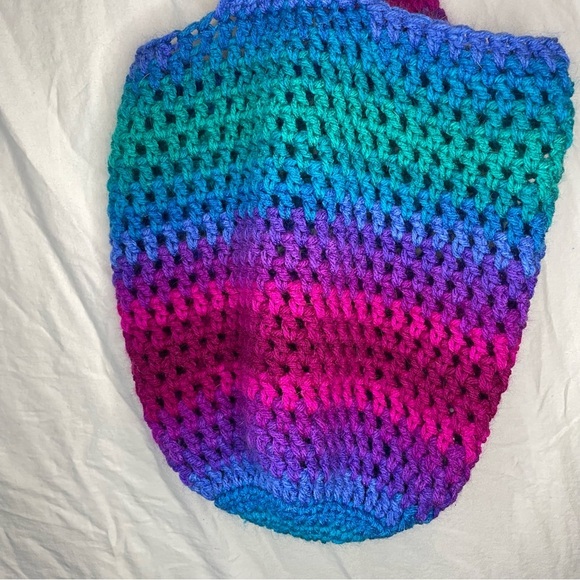 Crocheted Handmade Shoulder Bag Multicolored acrylic yarn - Picture 3 of 4